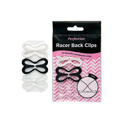 LUCSIS Racer back clips, bra strap clips for the back, cross back  convertors, conceal straps and cleavage control bra clips, Black, standard