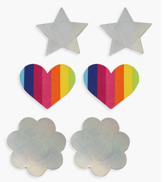 Holographic & Rainbow Nipple Covers - 3 pairs