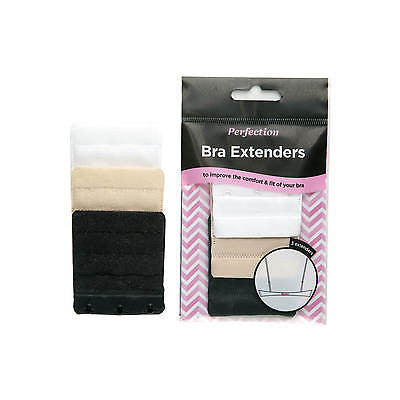 3 Pack Perfection White Tan and Black Bra Strap Extenders