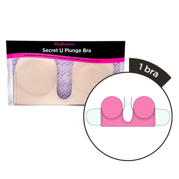 Perfection Secret Stick on Bra Adhesive Backless Strapless Invisible A to E  cup